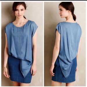 Anthropologie Amadi Denim Chambray Sandy Tuck Dress Size Medium